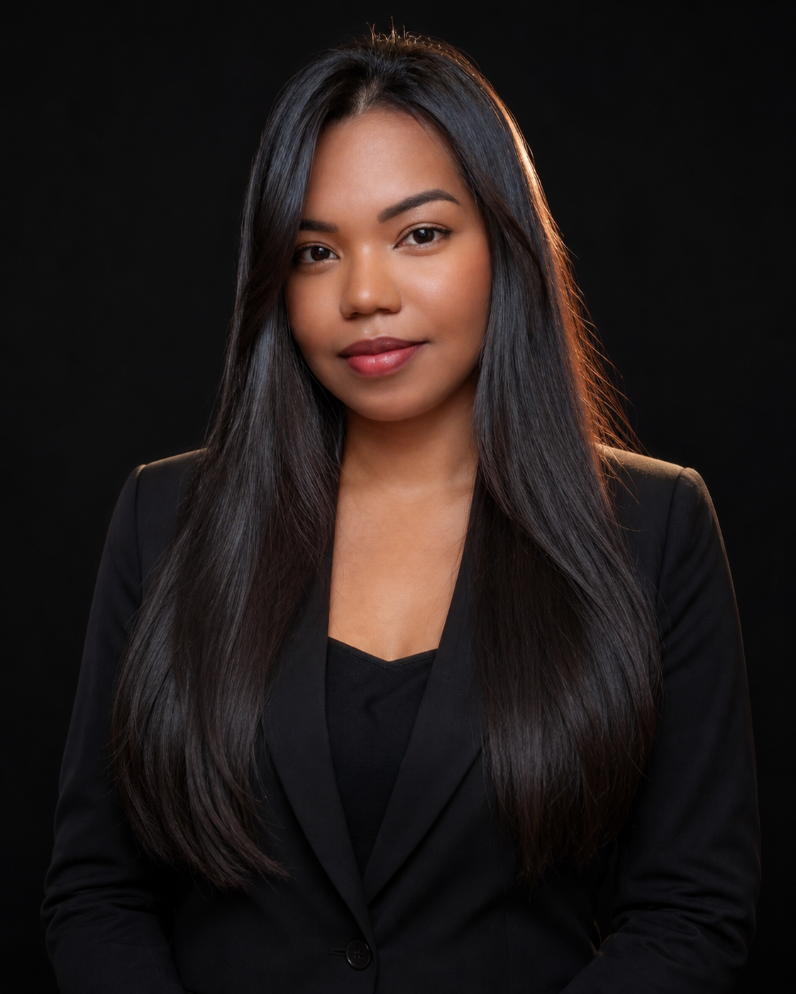 Alesandra Mentora em retrato profissional com blazer preto
