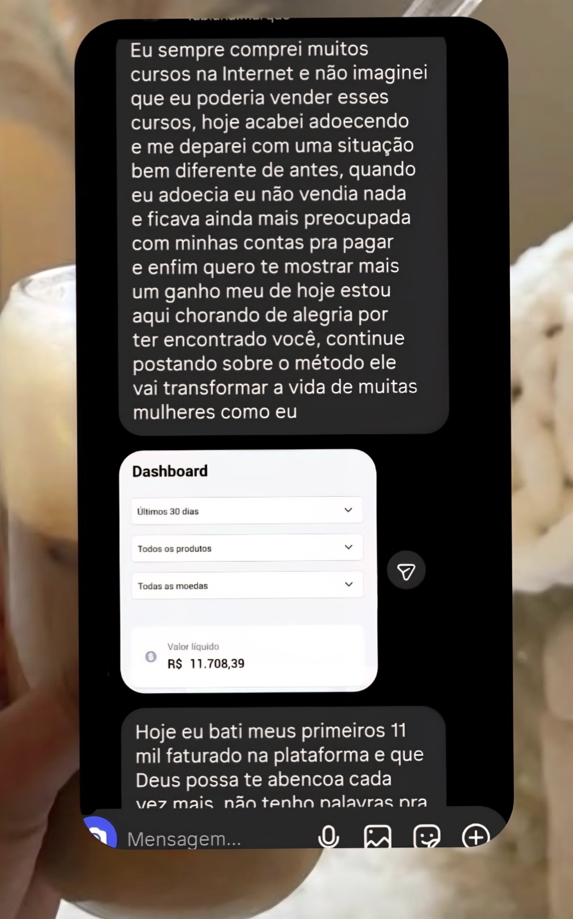 Resultado de uma mentorada, feedback real enviado por aluna